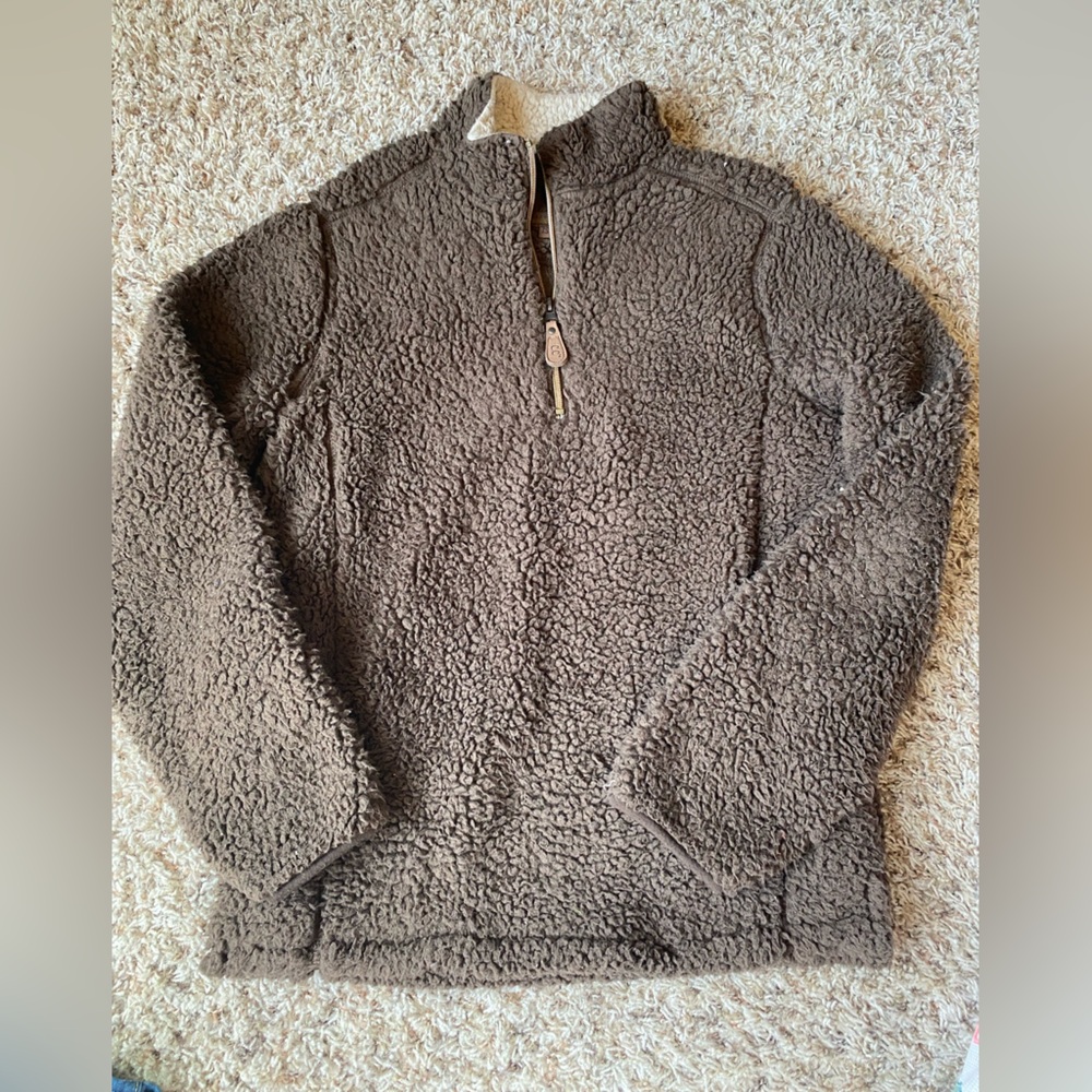 Brown Sherpa Quarter-Zip Pullover